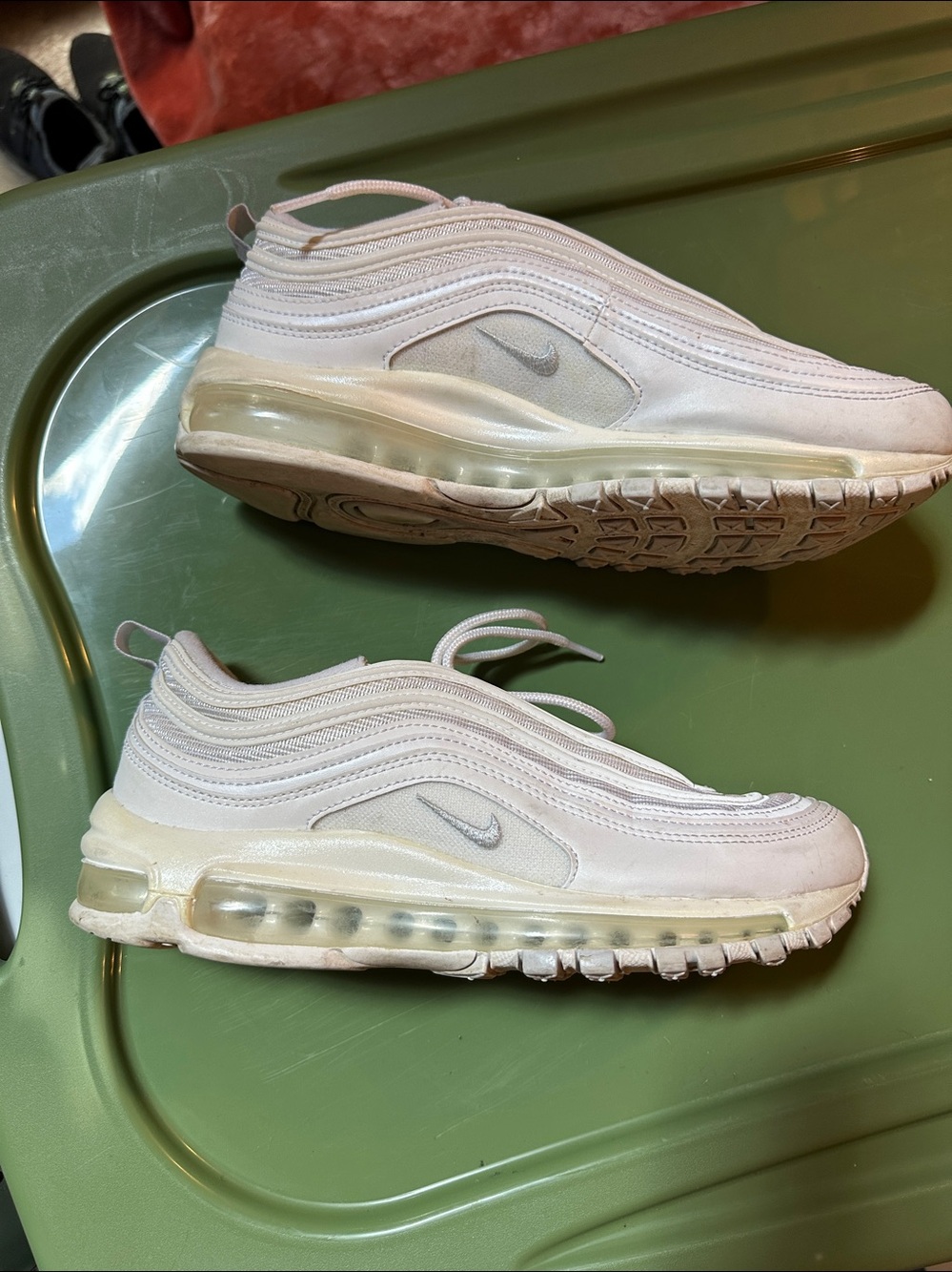 Women's Nike Air Max 97 White/Cream Lace-Up Athletic Sneakers